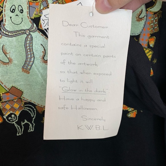 Vintage KWBL Halloween GITD Long Sleeve Womens Shirt One Size Ghosts Pumpkin Bat - Picture 7 of 9